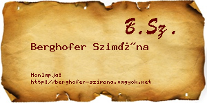 Berghofer Szimóna névjegykártya